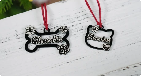 Acrylic dog tag with engraved name