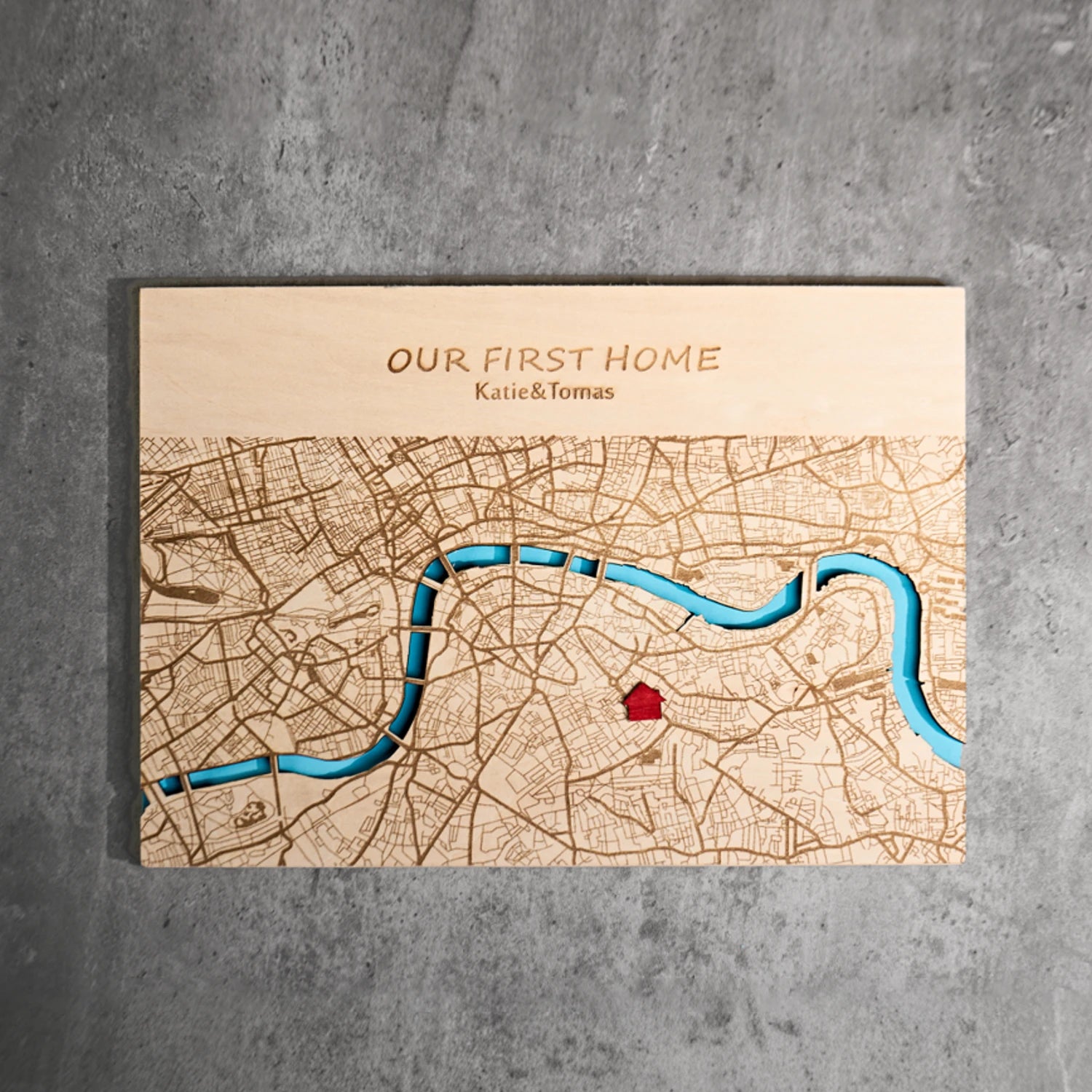 Wooden map engraved and cut from 6mm basswood plywood.