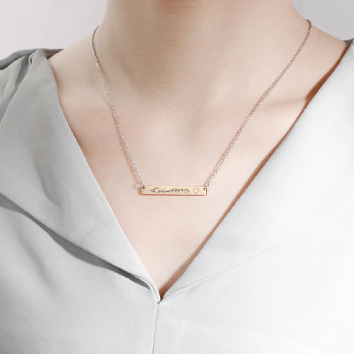 stainless steel bar necklaces for laser engraving couple jewelry gift set.
