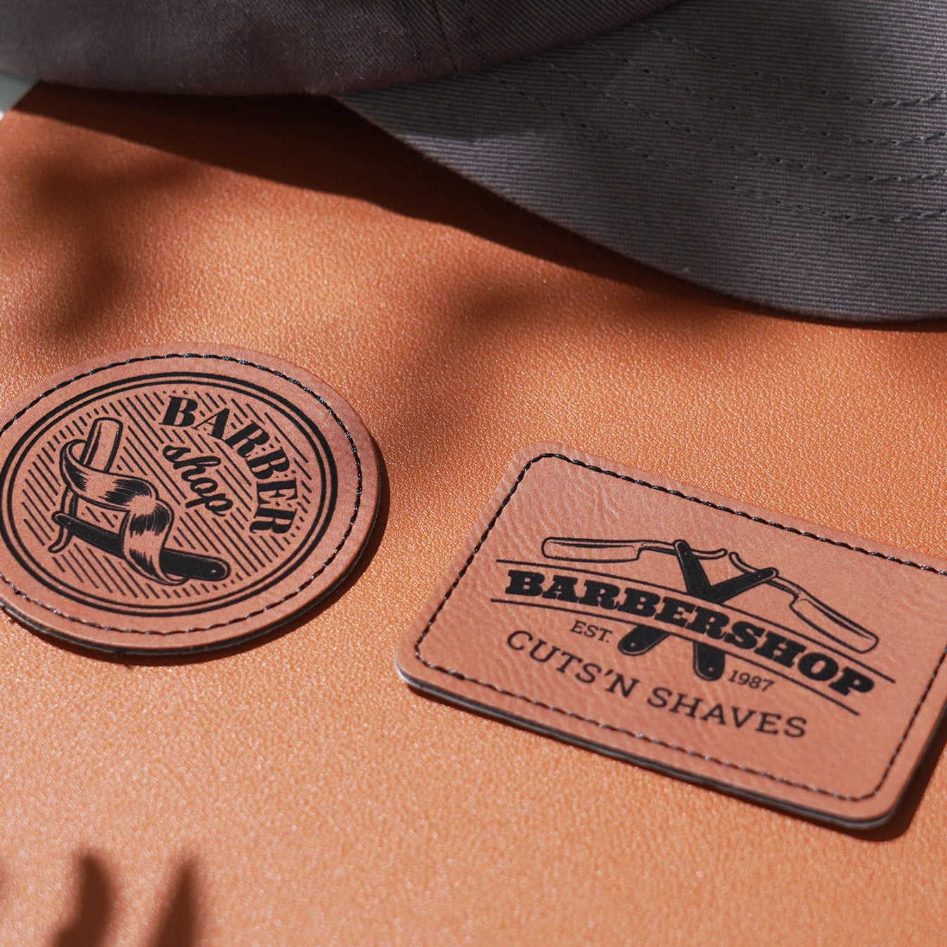 engraved logo on pu leather laser blank crisp detail LaserPecker.