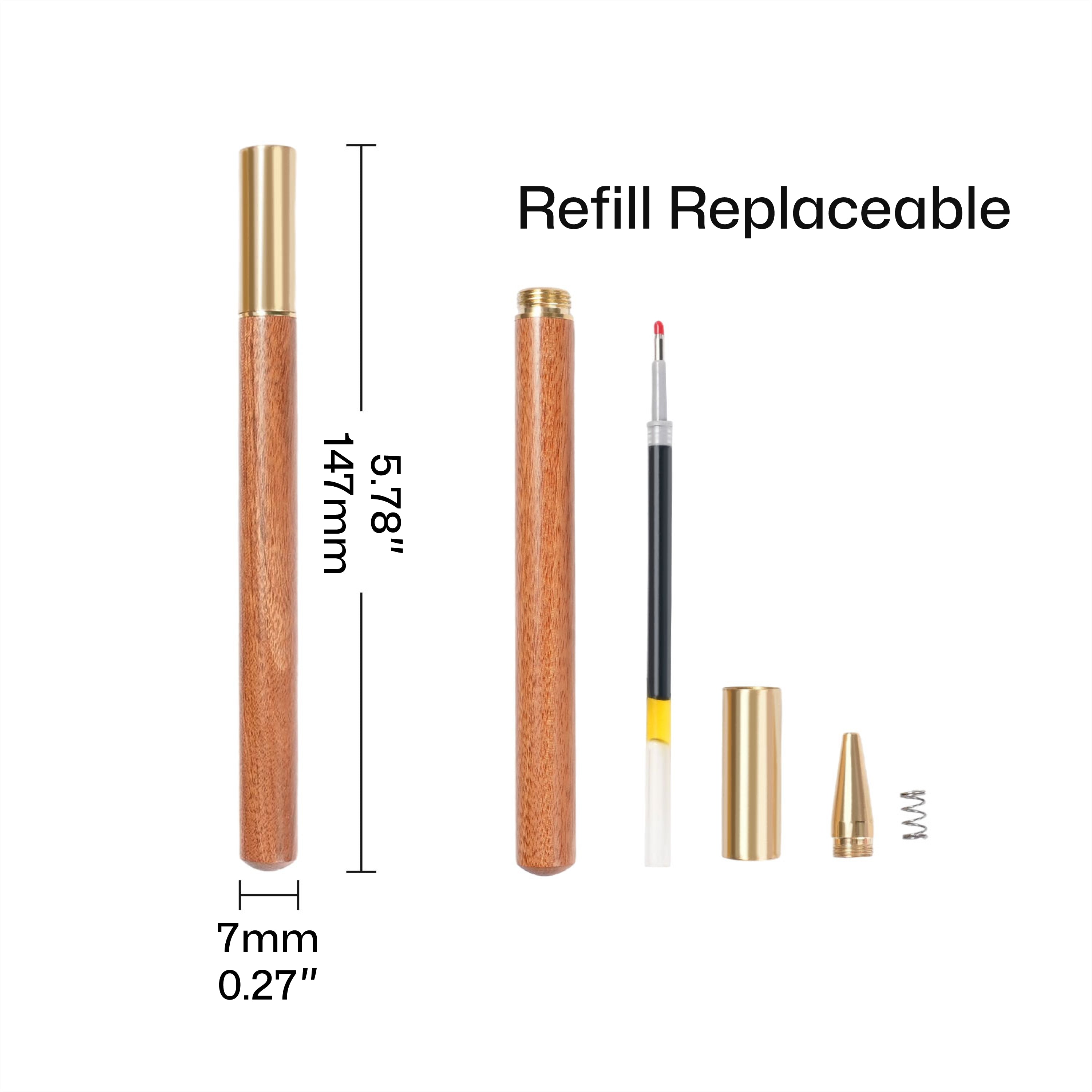 wooden rollerball pen blank with length and barrel diameter for laser engraving machine setup.