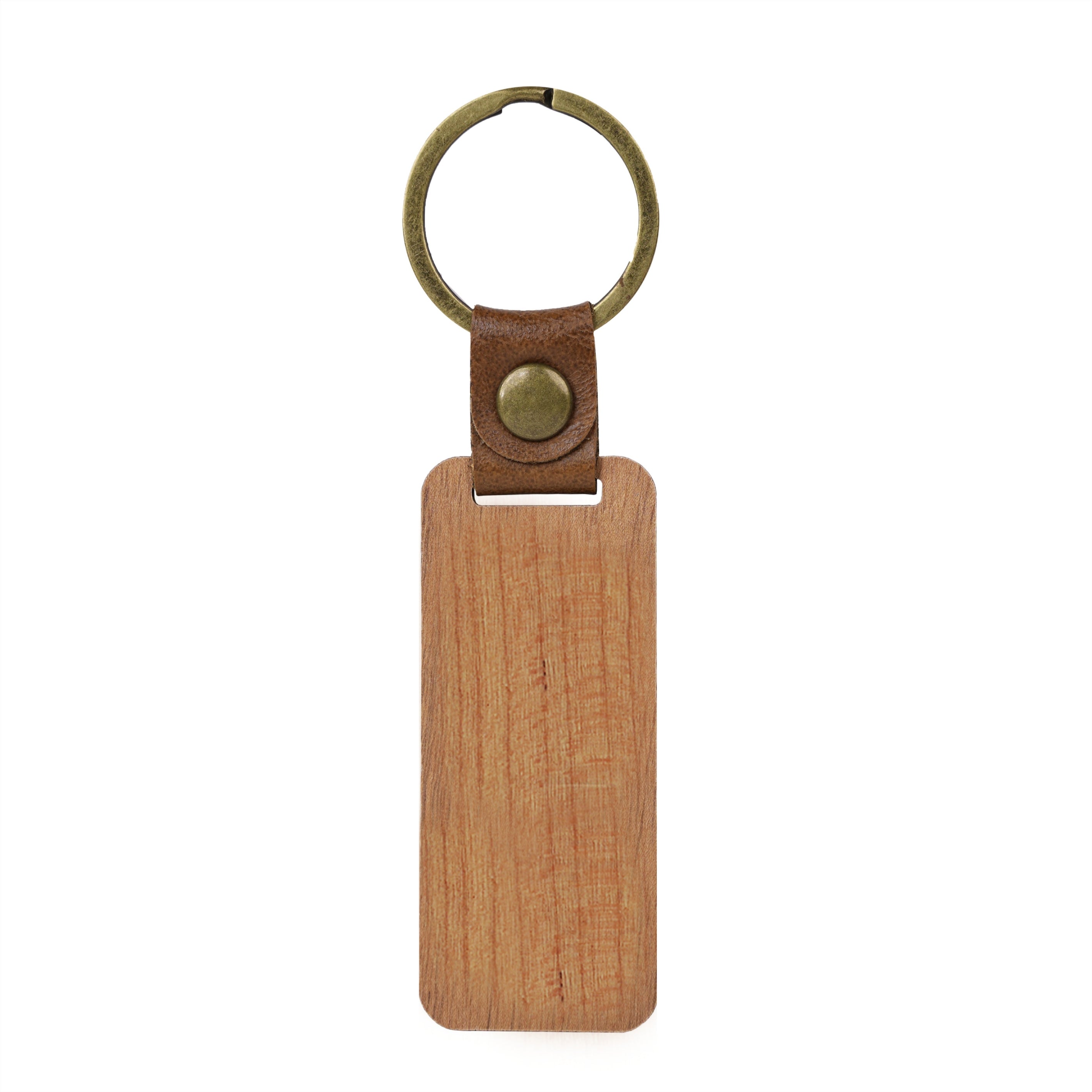 rectangular walnut keychain blanks for laser engraving natural dark wood keyring custom name or logo rustic gift.