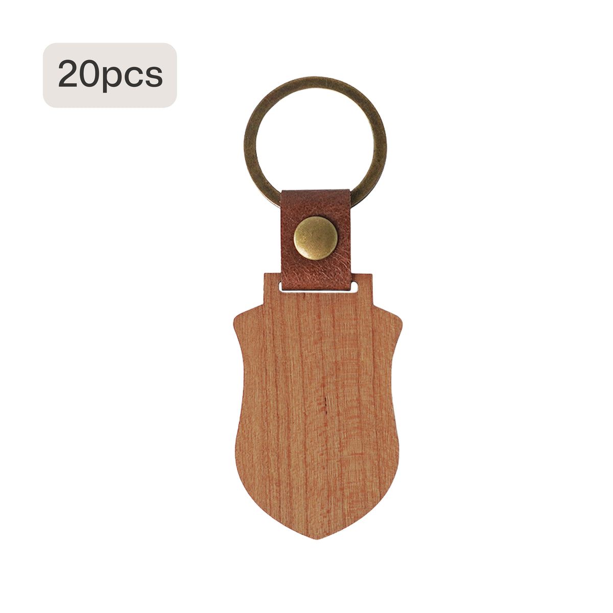 Blank Shield-shaped Wooden Keychains (10pcs / 20pcs)