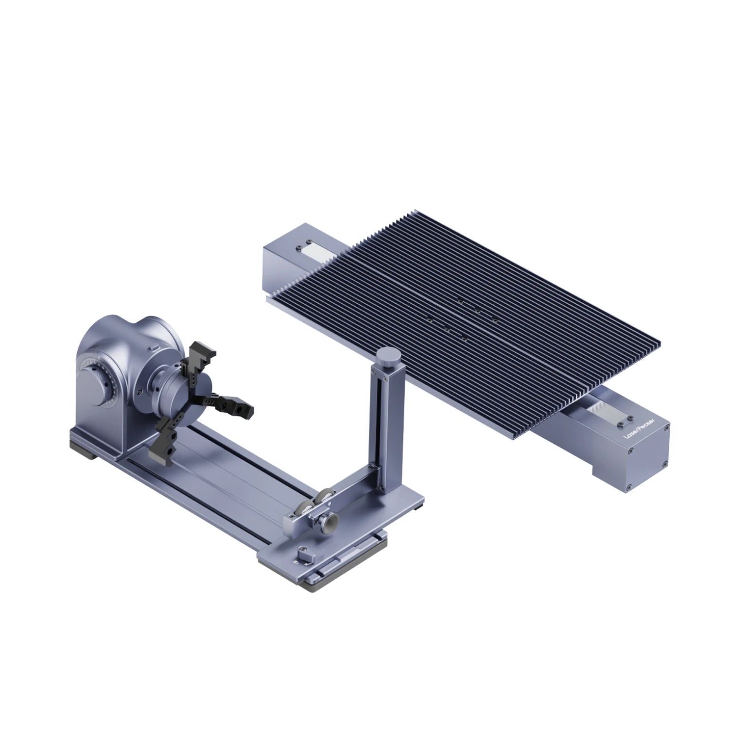 laserpecker rotary extension for cylinders and slide extension worktable for flat engraving projects.