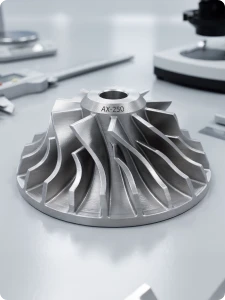 Model information engraved on a metal impeller.