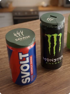 Engrave logos directly onto PLA-printed can lids.