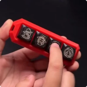 Finished 3D printed one piece key switch fidget with personalized graphics engraved via LaserPecker LP4