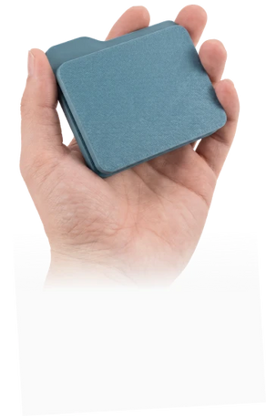 A raw, unfinished 3D printed 3D card storage case before laser engraving