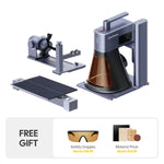 LaserPecker LP2 Plus Pro bundle including the main unit, rotary extension, and slide extension, plus a free gift of safety goggles (worth $49.99) and a material pack (worth $14.99), offering a complete, versatile solution for all engraving needs.