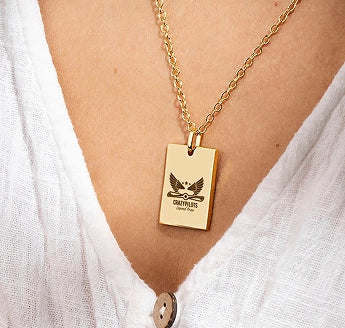 Personalized necklace charm with detailed laser etching made with LaserPecker LP4.