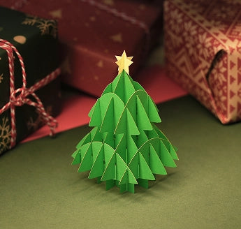 LaserPecker LP4 laser-cut 3D puzzle paper Christmas tree.