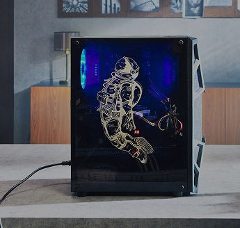 Custom PC case laser engraved with a personalized design using LaserPecker LP4.