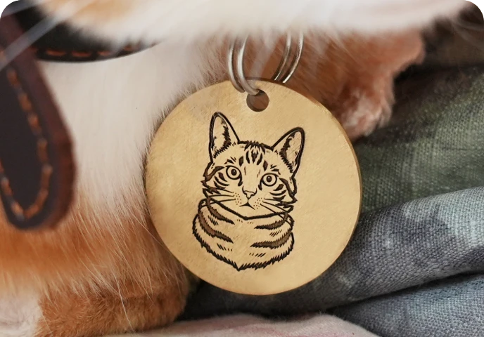 Custom wooden pet ID tags.