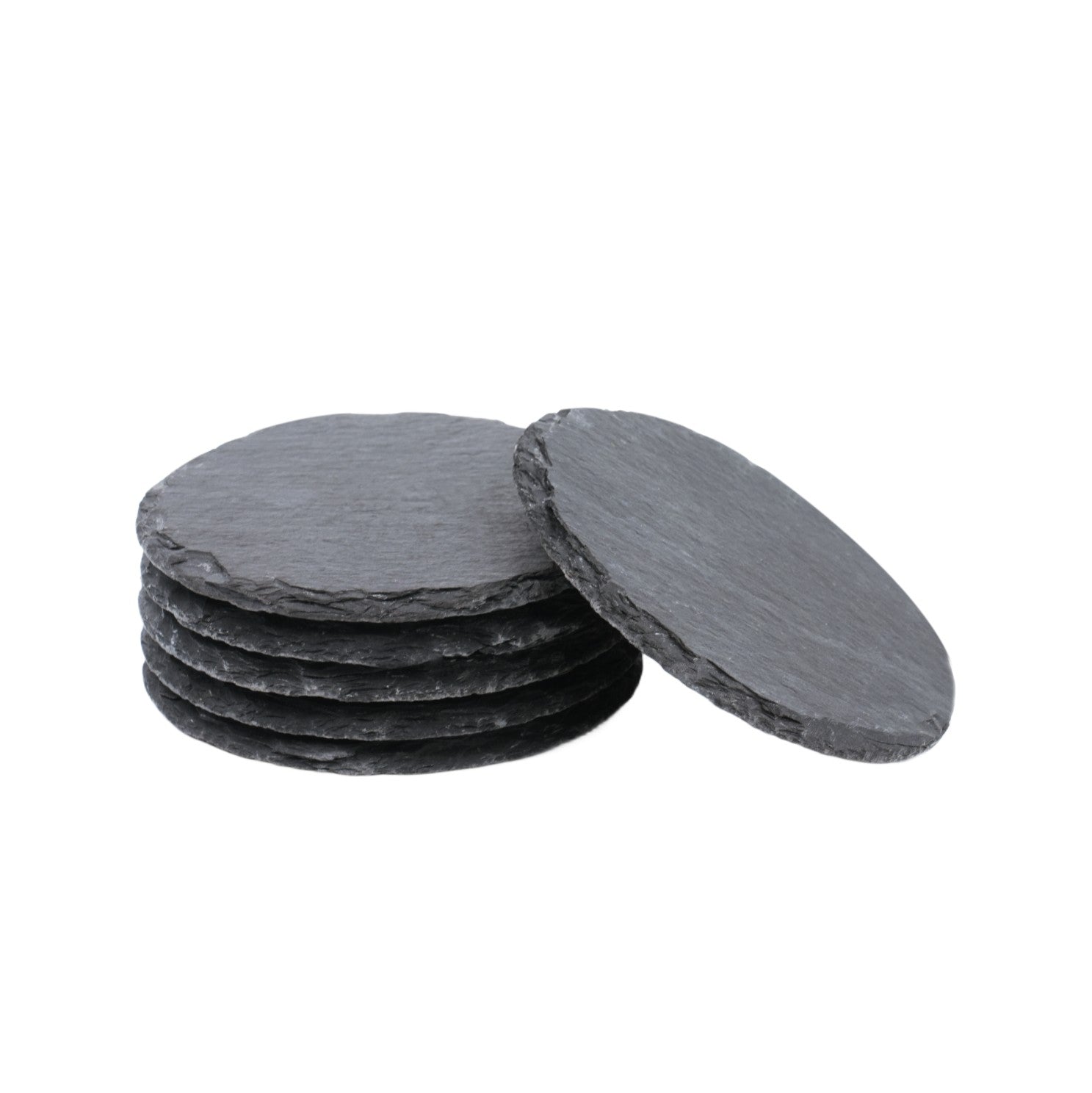 Stone Slate Coasters Circle Black (6pcs / 24pcs)
