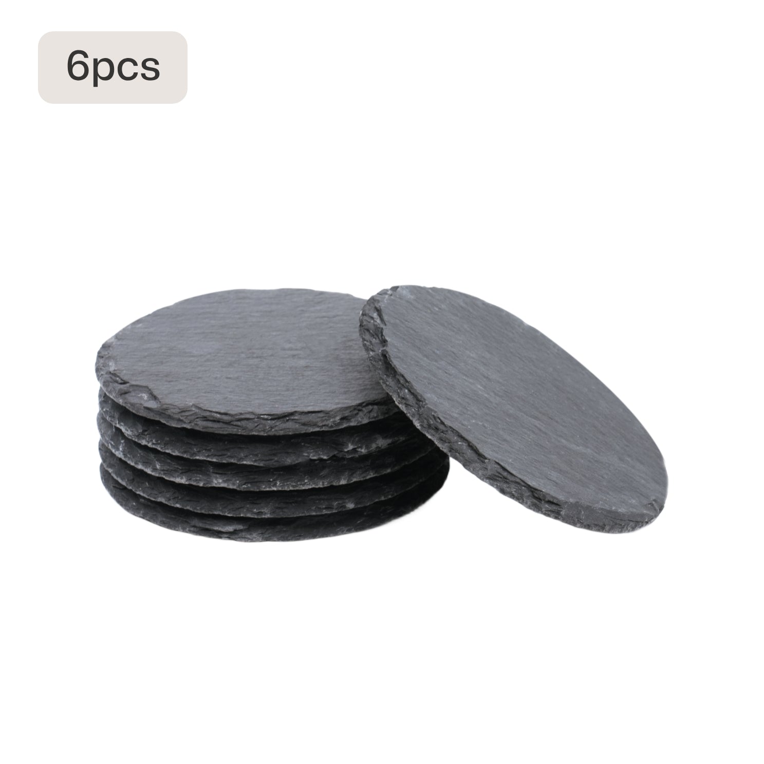 Stone Slate Coasters Circle Black (6pcs / 24pcs)