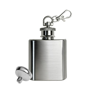 Mini Stainless Steel Flask with Funnel, Pocket Flask Keychain (1 OZ)