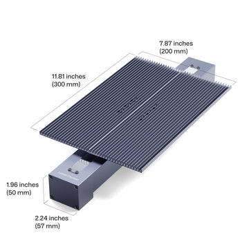 LaserPecker Slide Extension worktable with precise dimensions:
Worktable Surface: 11.81 × 7.87 inches (300 × 200 mm)
Slide Base: 2.24 × 1.96 inches (57 × 50 mm)
This retractable, ribbed worktable expands the engraving area for LaserPecker LP4/LP5 machines, enabling large-format projects and batch processing while maintaining stable, precise positioning.