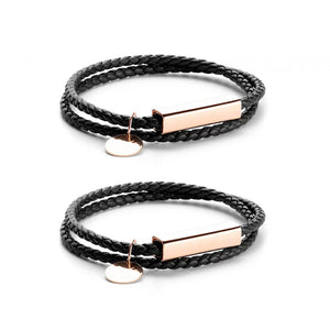 Stainless Steel Braided Wrap Leather Bracelet