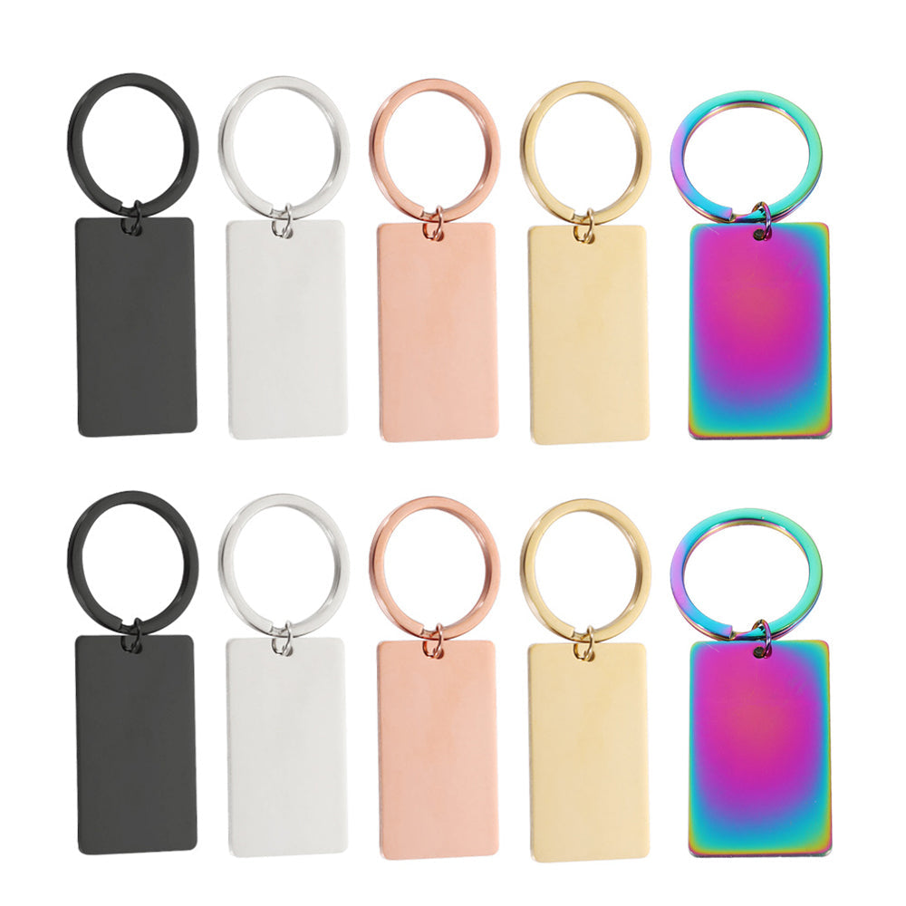 Stainless Steel Rectangular Keychain (10 pcs) | Engraving Materials