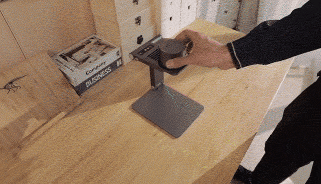 laserpecker auto focus stand folded into compact flat profile for portable on the go engraving.