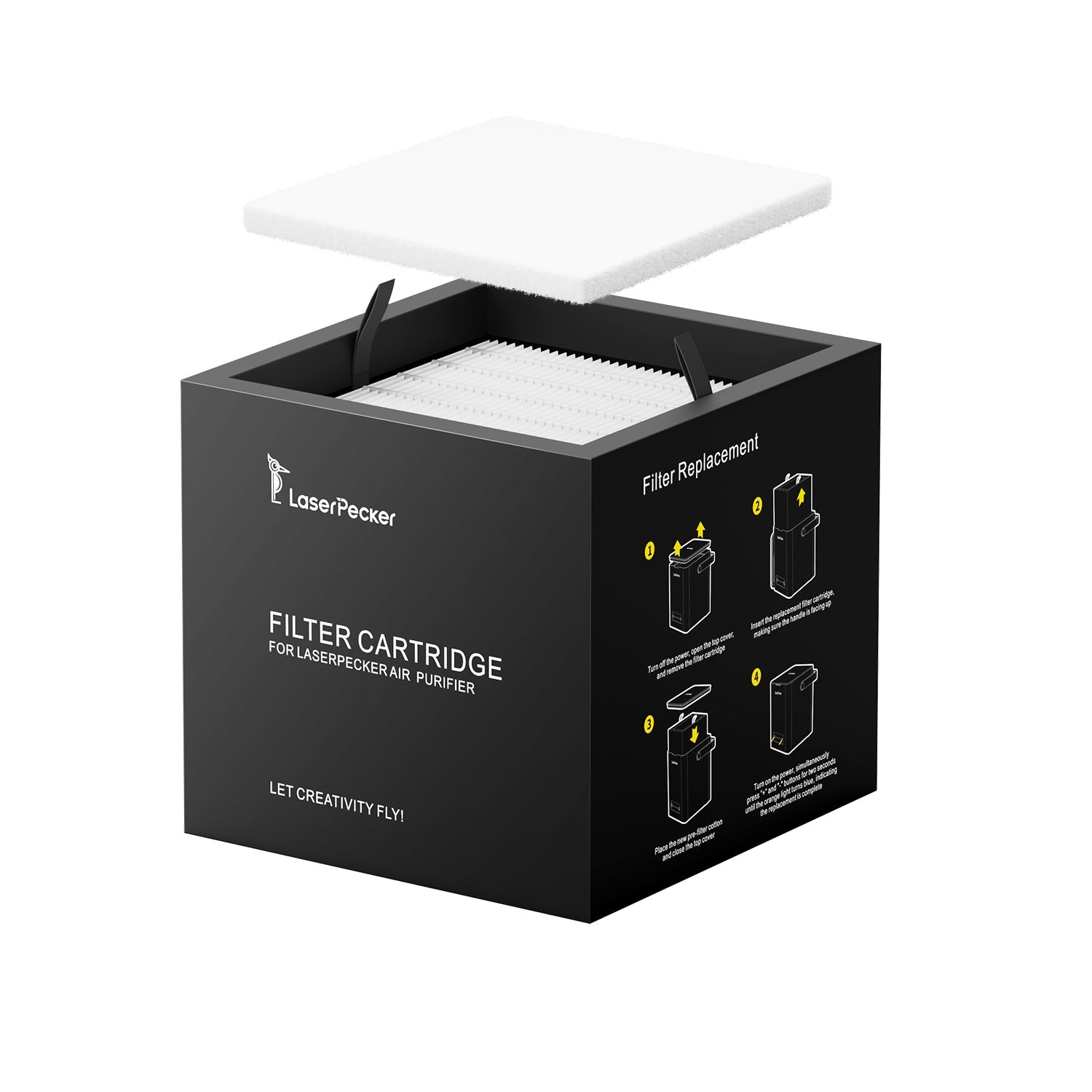 laserpecker filter cartridge replacement for desktop air purifier with 4 layer filtration for lp series laser engravers.
