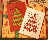 Christmas kraft paper card with laser cut pattern