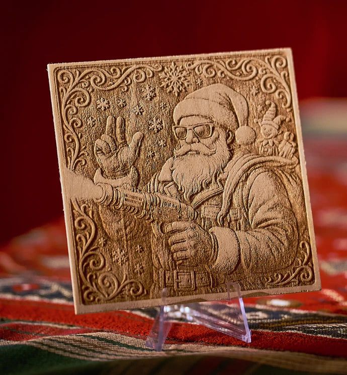 Christmas wooden decor with Santa pattern