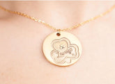 Metal necklace pendant with laser engraving