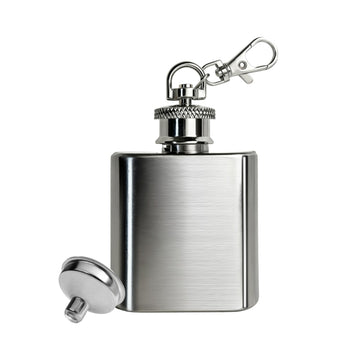 1 oz mini stainless steel flask keychain with funnel blank for laser engraving personalized gift for groomsmen bridesmaids wedding party.