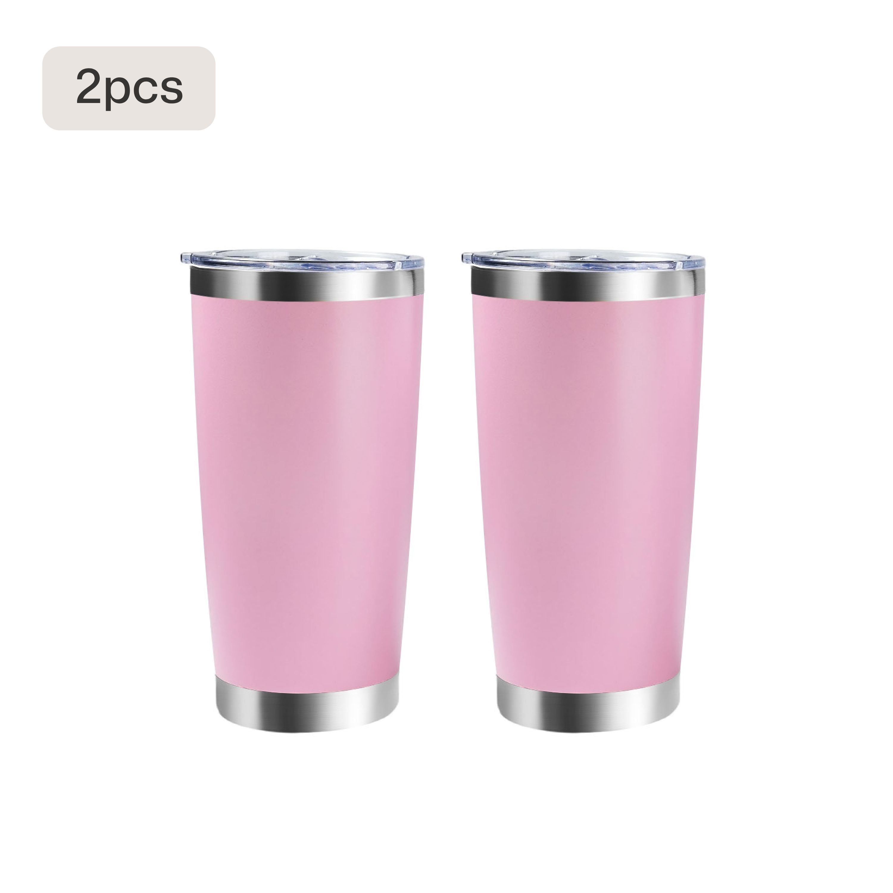 2 pack pink coated stainless steel tumblers with lids for laser engraving bridesmaid gifts custom bachelorette party cups.