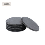 6 piece black slate coaster blanks stacked for laser engraving custom monogram housewarming gift.