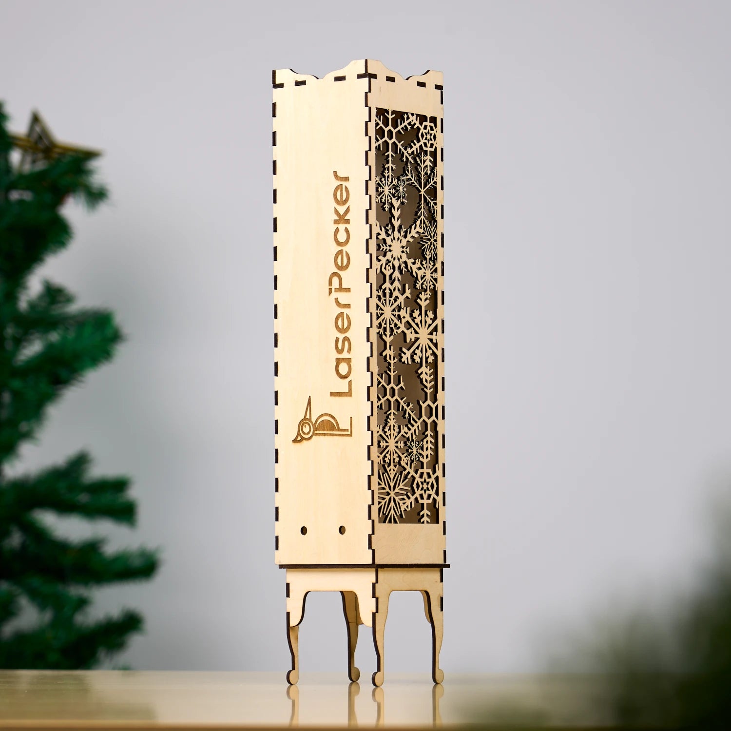 Laser cut wooden lamp from 3mm basswood plywood sheet.