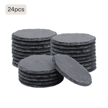 bulk 24 pieces round slate coaster blanks for laser engraving large wedding party or event favors.
