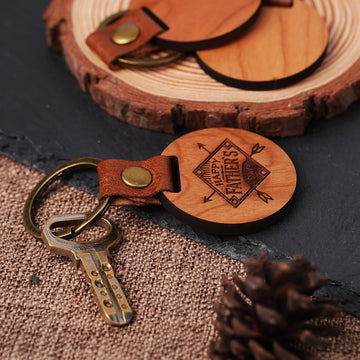 cherry wood circular keychain blank with metal key ring for laser engraving complete diy keyring assembly.
