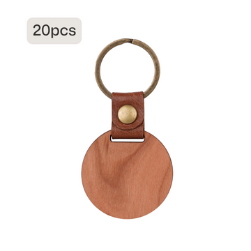 20 pack cherry wood circular keychain blanks for laser engraving bulk wooden keyrings for wedding favors craft fairs and small business.