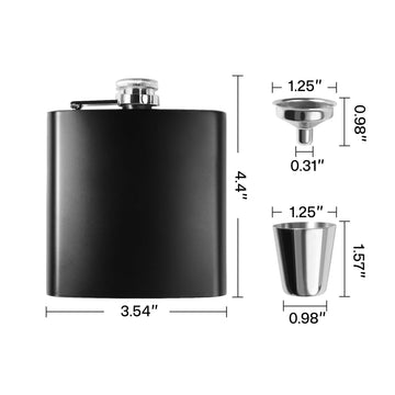 stainless steel hip flask with height and width dimensions for laser engraving machine setup.