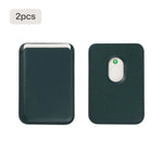 2 pack magnetic leather card holder for iPhone with MagSafe laser engraving blank genuine leather wallet phone accessory custom name gift.