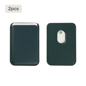 2 pack magnetic leather card holder for iPhone with MagSafe laser engraving blank genuine leather wallet phone accessory custom name gift.