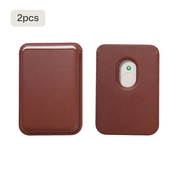 2 pack magnetic leather card holder for iPhone with MagSafe laser engraving blank genuine leather wallet phone accessory custom name gift.