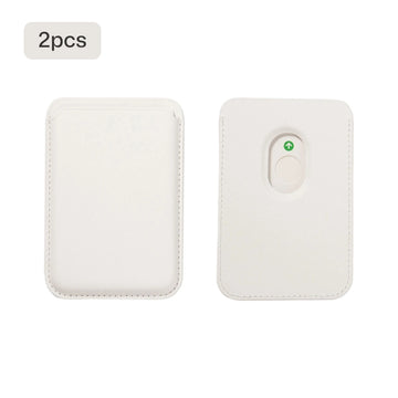 2 pack magnetic leather card holder for iPhone with MagSafe laser engraving blank genuine leather wallet phone accessory custom name gift.