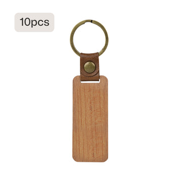 10 pack rectangular walnut keychain blanks for laser engraving natural dark wood keyring custom name or logo rustic gift.