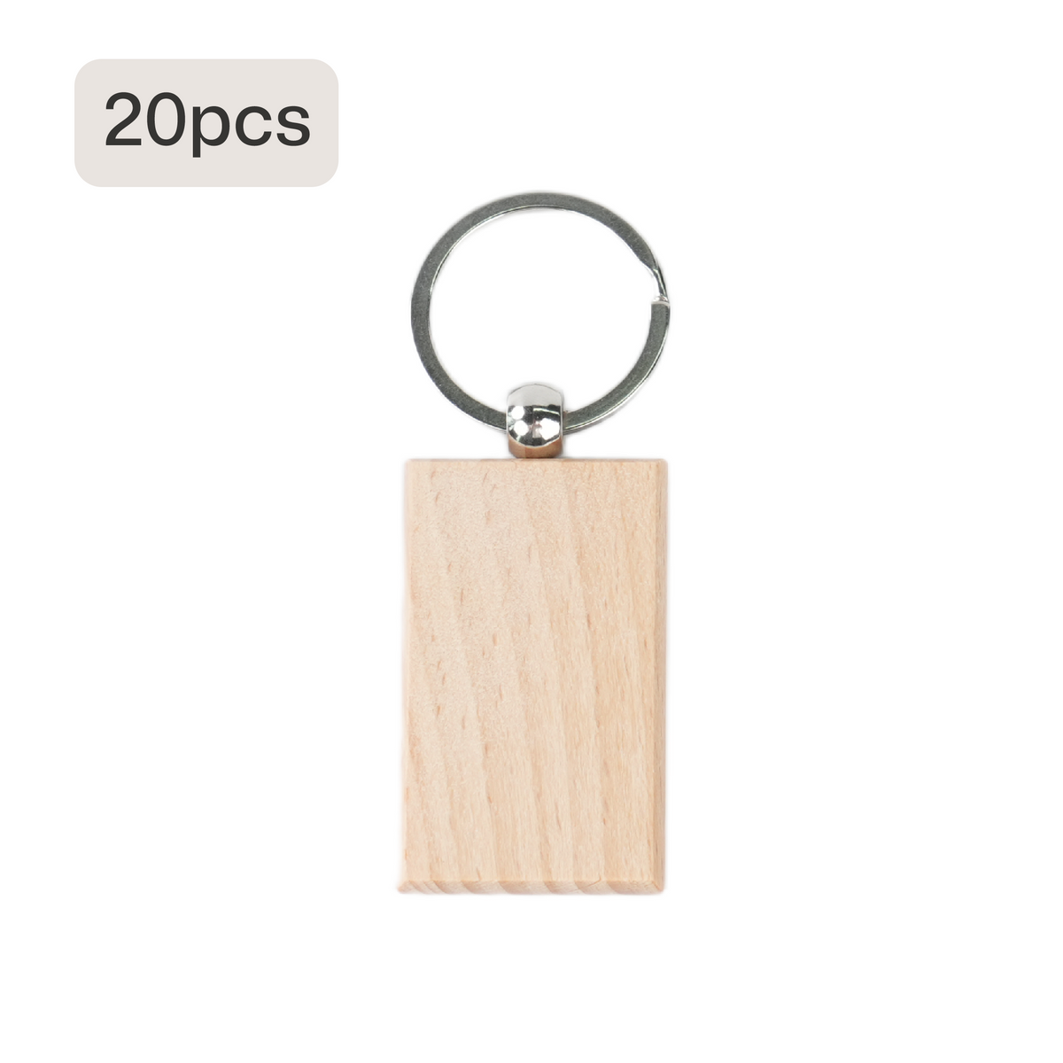 20 pack rectangular wooden keychain blanks for laser engraving diy keyring custom name or logo wood rectangle tag.