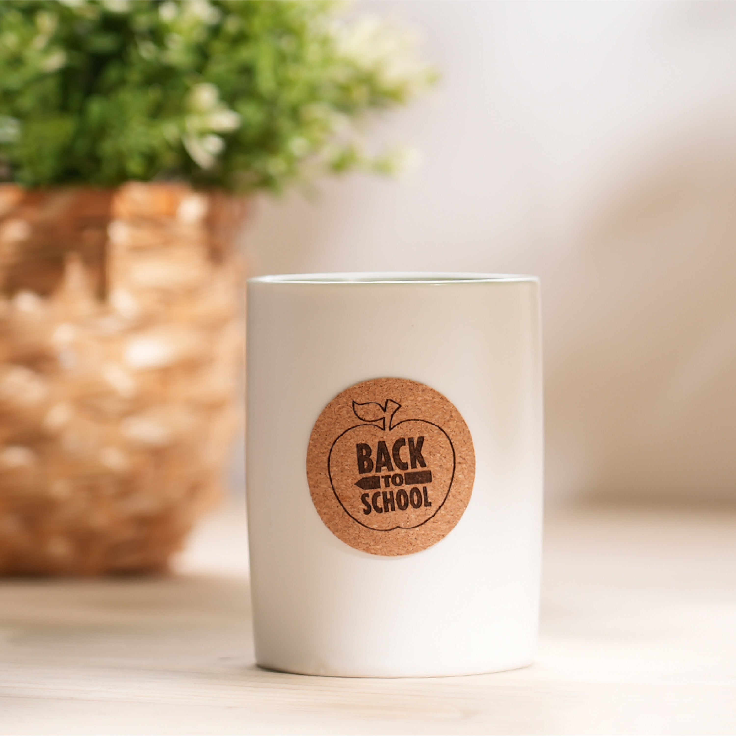 round cork label sticker with laser engraved custom monogram for wedding favor honey jar lid.