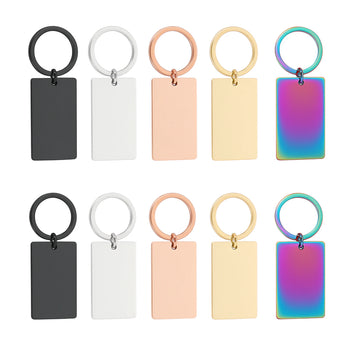stainless steel rectangular keychain blanks for laser engraving metal keyring custom name or logo durable edc accessory.
