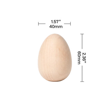 wooden easter egg blank with length and width dimensions for laser engraving machine setup.