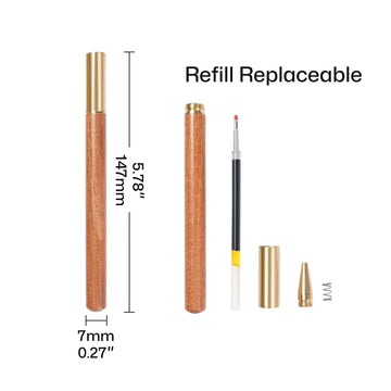 wooden rollerball pen blank with length and barrel diameter for laser engraving machine setup.