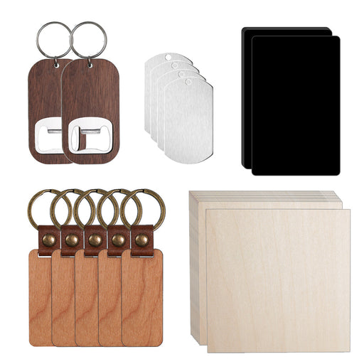 LaserPecker LP4 121-piece premium material package for laser engraving practice and projects.