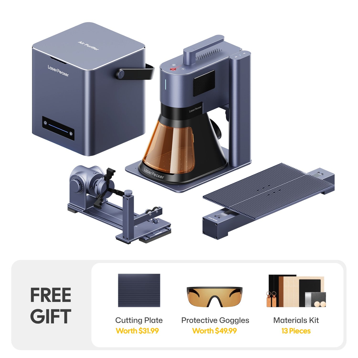 LaserPecker LP5 - Desktop Laser Engraver & Cutter (20W Fiber + Diode)