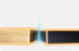 LaserPecker LX2 40W single-pass cutting capability cuts 22mm basswood, 20mm black acrylic, and 0.5mm stainless steel in one pass with 10,000mm/s² acceleration for clean edges.
