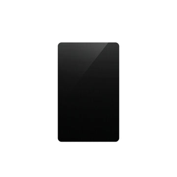 A single blank black metal card with a smooth, brushed finish, designed as a laser engraving blank for creating custom business cards, personalized gift cards, or durable keepsakes.
